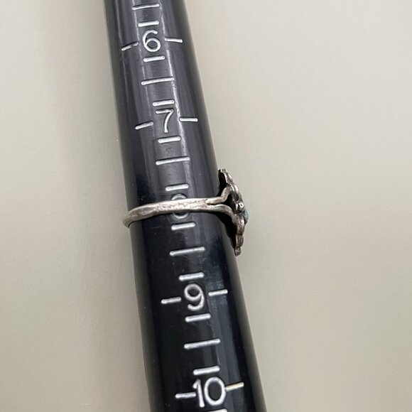 Vintage Sterling Silver Turquoise sz 8 Fred Harvey Era Navajo Souvenir Ring - Picture 13 of 15